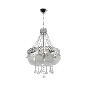 Sare MDL3550 plafonnier en verre argenté décoré et pierres effet cristal