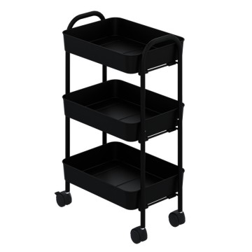 Chariot de cuisine 3 étagères en métal noir avec roues Tier 45.5x32x76.4H