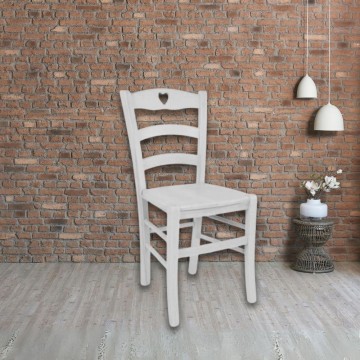 Chaise en bois Ice white decor solid seat