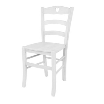 Chaise en bois Ice white decor solid seat