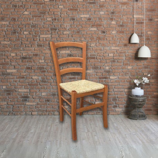 Chaise en hêtre assise paille Venezia couleur cerise Chaise en hêtre assise paille Venezia couleur cerise