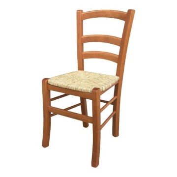 Chaise en hêtre assise paille Venezia couleur cerise