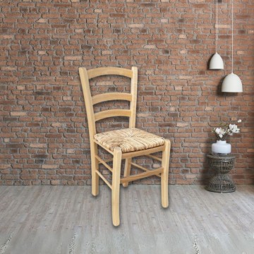 Chaise en hêtre avec assise en paille Venezia couleur naturelle