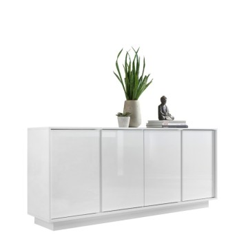 Buffet 4 portes blanc brillant Ice 180x43x79H