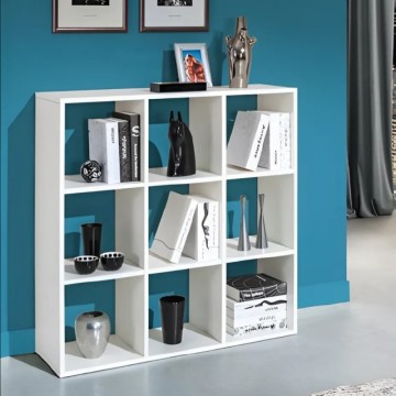 Bibliothèque 9 compartiments ouverts mélèze blanc Hawaï 103x32x106H