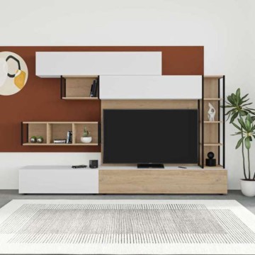 Mur de rangement 260 cm. Tronador blanc et chêne