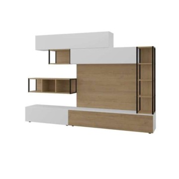 Mur de rangement 260 cm. Tronador blanc et chêne