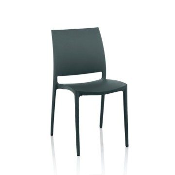 Chaise Curtis polypropylène gris métal design ergonomique