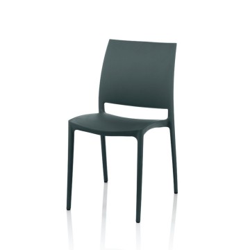 Chaise Curtis polypropylène gris métal design ergonomique