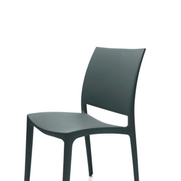 Chaise Curtis polypropylène gris métal design ergonomique