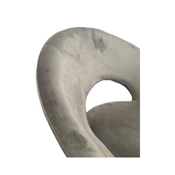 Chaise basse en velours gris avec pieds en métal doré - Ether