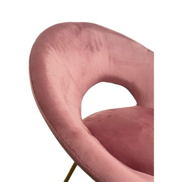 Fauteuil en velours rose avec pieds en métal doré - Ether