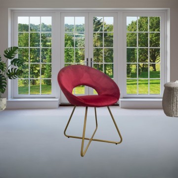 Fauteuil en velours rouge avec pieds en métal doré - Ether