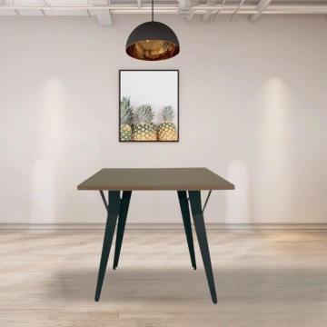 Table de salle à manger carrée Yutan 80x80x74H coloris chêne