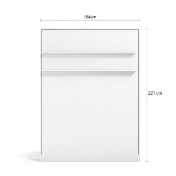 Lit double escamotable Primer blanc 164x38x221H