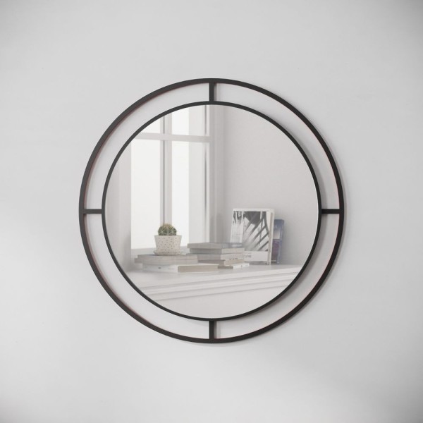 Miroir bulle avec double cadre en métal noir Miroir bulle avec double cadre en métal noir