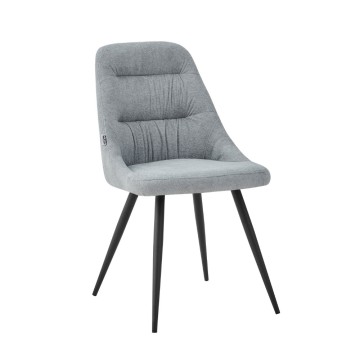 Chaise rembourrée Cascade tissu gris clair et pieds en métal noir