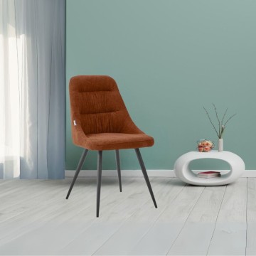 Chaise Cascade en tissu rouille et pieds en métal noir