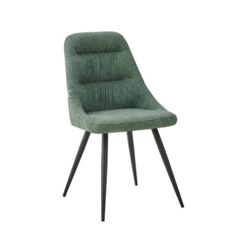 Chaise rembourrée Cascade tissu vert et pieds en métal noir