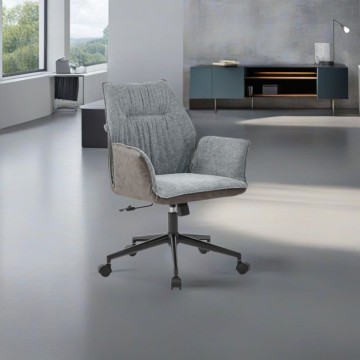 Fauteuil pivotant Citra gris et dossier éléphant avec base noire