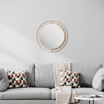 Miroir bulle avec double cadre en métal doré