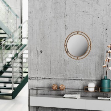 Miroir bulle avec double cadre en métal doré