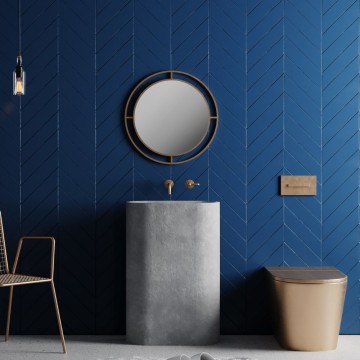 Miroir bulle avec double cadre en métal doré