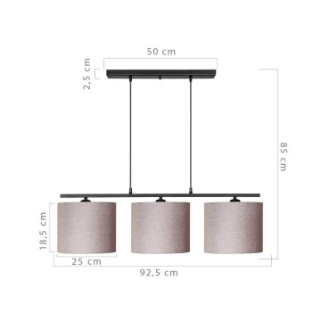Lampe suspendue Medusa ASZ1532 avec abat-jour en tissu beige