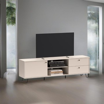 Aldo1 meuble TV en cachemire avec porte, tiroirs et compartiment ouvert 182x40x50,1H