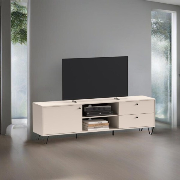 Aldo1 meuble TV en cachemire avec porte, tiroirs et compartiment ouvert 182x40x50,1H Aldo1 meuble TV en cachemire avec porte, tiroirs et compartiment ouvert 182x40x50,1H