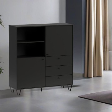 Buffet avec portes à tiroirs et compartiment ouvert anthracite ALDO6 123,6x40x135H