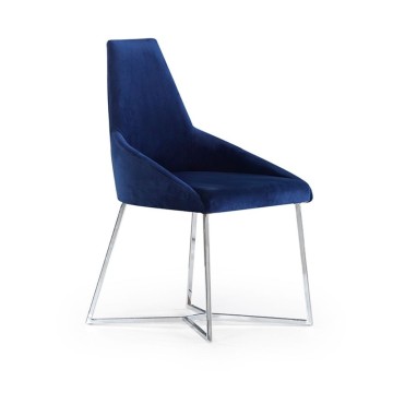 Chaise Enzio parlement tissu bleu