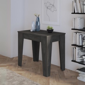 Table console à rallonge peu encombrante en couleur oxyde Petra 90x53.6x75.2H