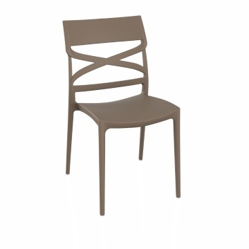 Chaise en polypropylène à dossier croisé de couleur tourterelle Flow