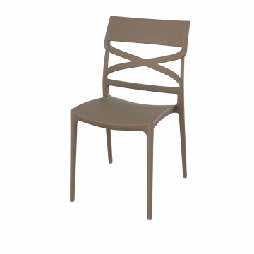 Chaise en polypropylène à dossier croisé de couleur tourterelle Flow