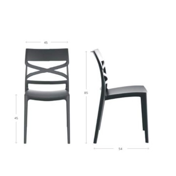 Chaise en polypropylène à dossier croisé de couleur tourterelle Flow