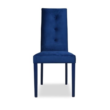 Chaise Montecarlo à 3 boutons en velours bleu