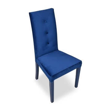 Chaise Montecarlo à 3 boutons en velours bleu
