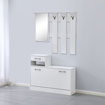 Armoire d'entrée avec miroir RudolfXL blanc