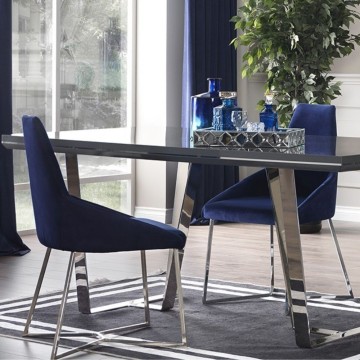 Chaise Enzio parlement tissu bleu