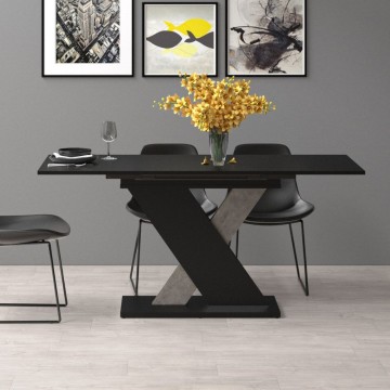 Table à rallonge noire avec détails en ciment 120x75 cm - Axi