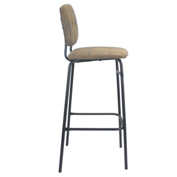 Tabouret Ross en simili-cuir avec pieds noirs