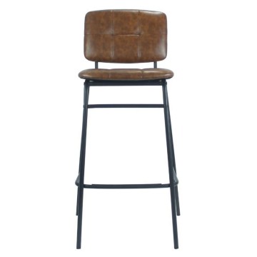 Tabouret Ross en simili cuir gris tourterelle avec pieds noirs