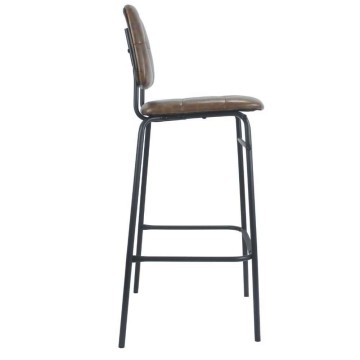 Tabouret Ross en simili cuir gris tourterelle avec pieds noirs