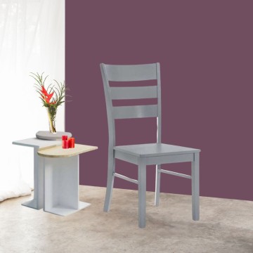 Chaise en bois Lisa gris dossier à trois bandes