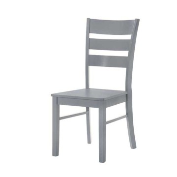 Chaise en bois Lisa gris dossier à trois bandes
