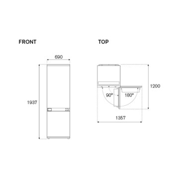 Bertazzoni REF704BBNPTC Réfrigérateur encastrable 70 cm 341 lt total NO FROST