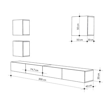 Mur de rangement Marte 300x40x170H tourterelle