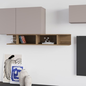 Élément mural anthracite et gris tourterelle avec détails en noyer Monica 300