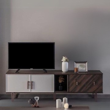 Meuble TV 4 portes finition spatulée Mozambik Merlin 195x47.6x60H